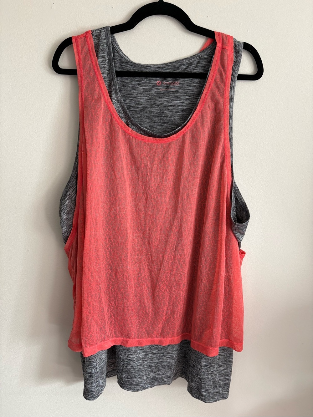 Active USA Coral Mesh Layered Tank with Heather Gray Inner